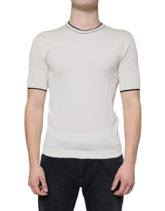 T-shirt a maniche corte in cashmere bianco sporco di Dolce &amp; Gabbana
