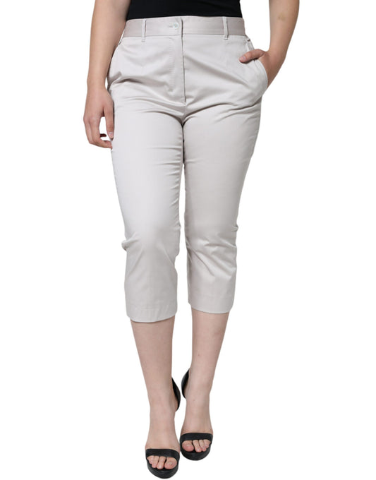 Pantalones pitillo de talle medio de algodón blanco de Dolce &amp; Gabbana