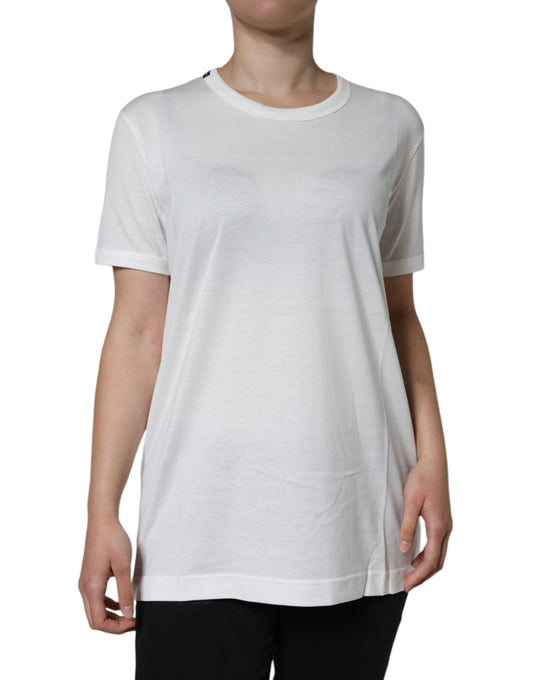 T-shirt a maniche corte con scollo rotondo in cotone bianco Dolce &amp; Gabbana