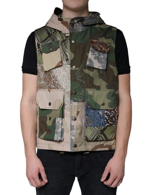 Giacca con cappuccio patchwork multicolore Dolce &amp; Gabbana