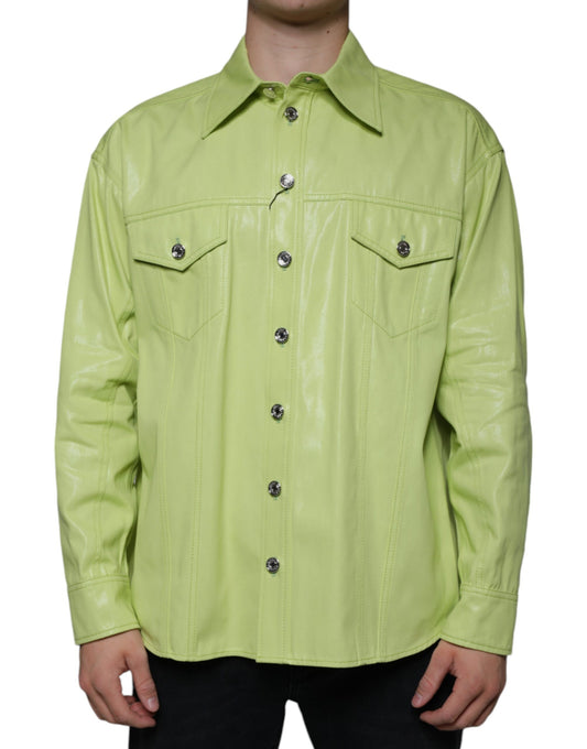 Camisa de algodón verde con cuello y botones para hombre de Dolce &amp; Gabbana