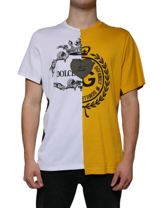 T-shirt a maniche corte con stampa logo bianco e giallo Dolce &amp; Gabbana