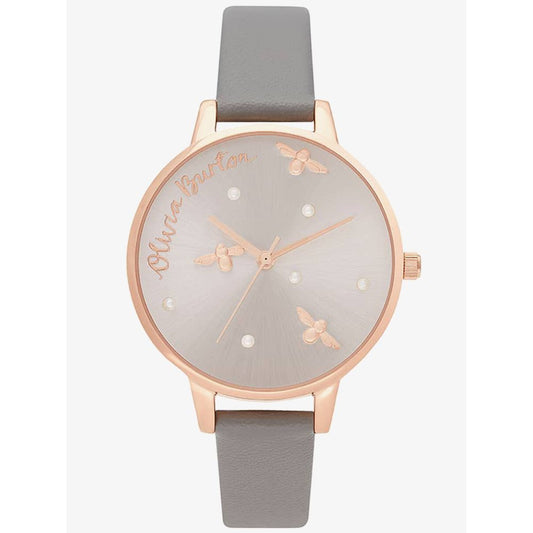 Reloj de cuero gris Olivia Burton