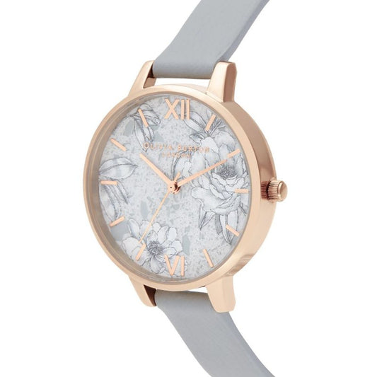 Reloj de cuero gris Olivia Burton