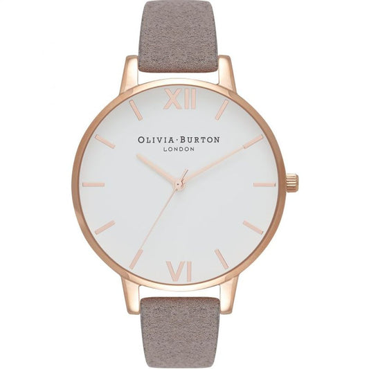 Reloj de cuero gris Olivia Burton