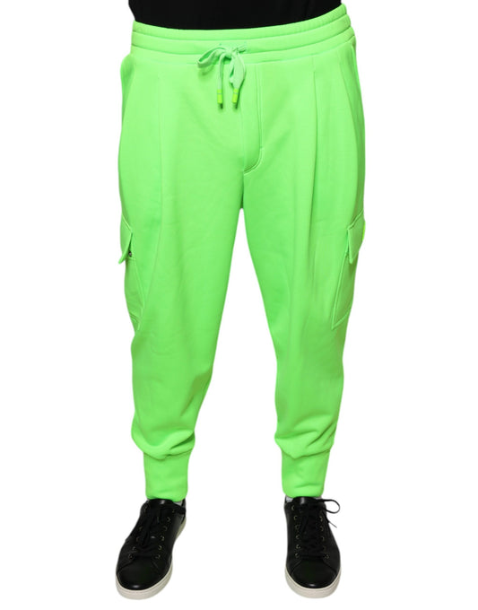 Pantalones deportivos cargo de poliéster verde neón de Dolce &amp; Gabbana