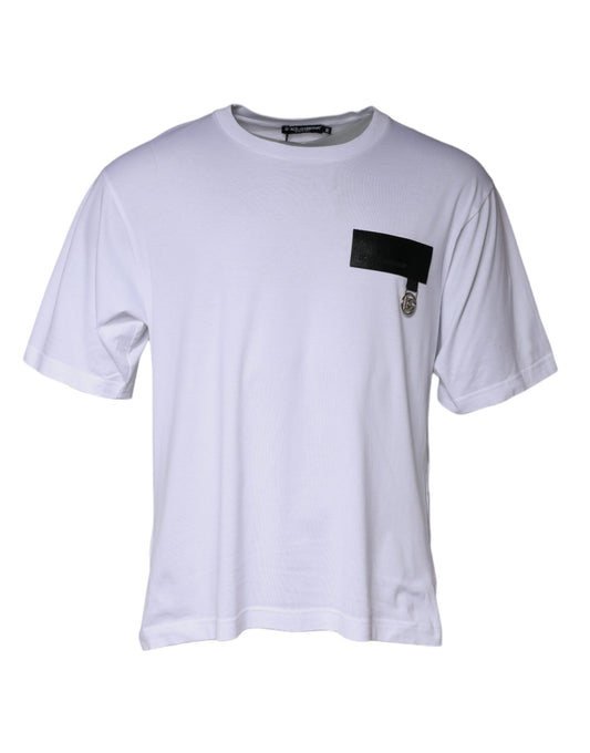 T-shirt girocollo in cotone con logo bianco Dolce &amp; Gabbana