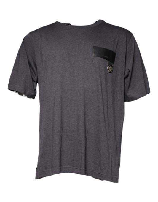 T-shirt girocollo in cotone con logo grigio Dolce &amp; Gabbana