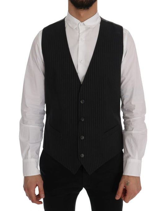 Dolce &amp; Gabbana Elegante Gilet Grigio a Righe