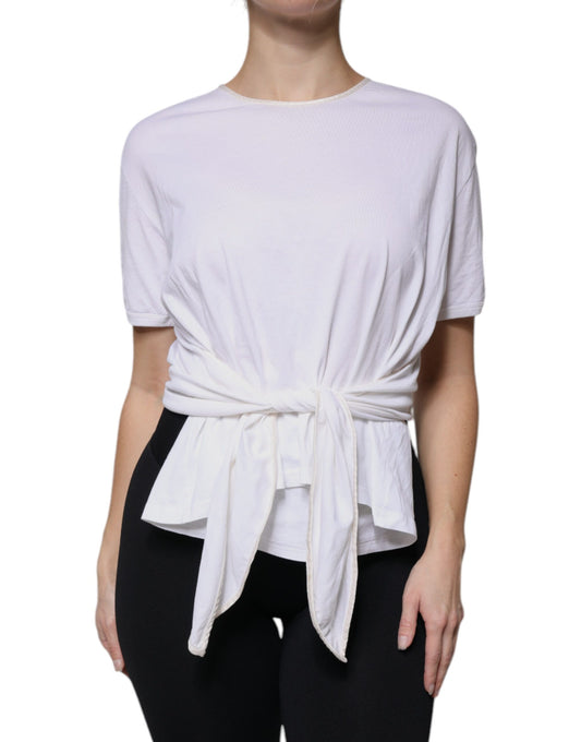 Dolce &amp; Gabbana Top in seta e cotone bianco con scollo rotondo