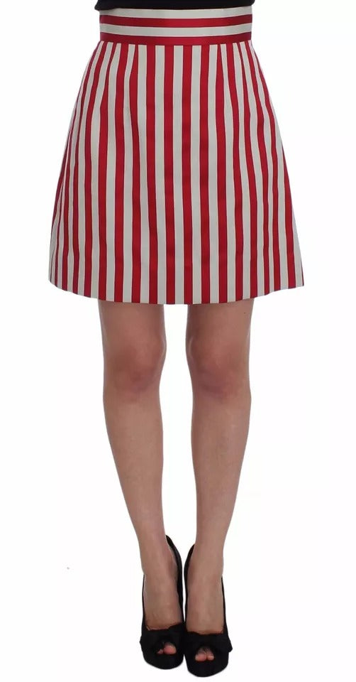 Gonna sopra il ginocchio a righe rosse e argento Dolce &amp; Gabbana