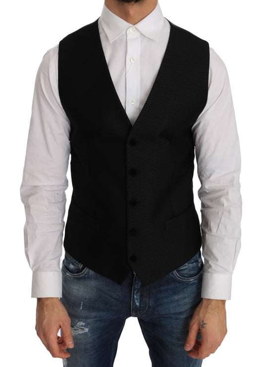 Dolce &amp; Gabbana Elegante Gilet Nero a Pois