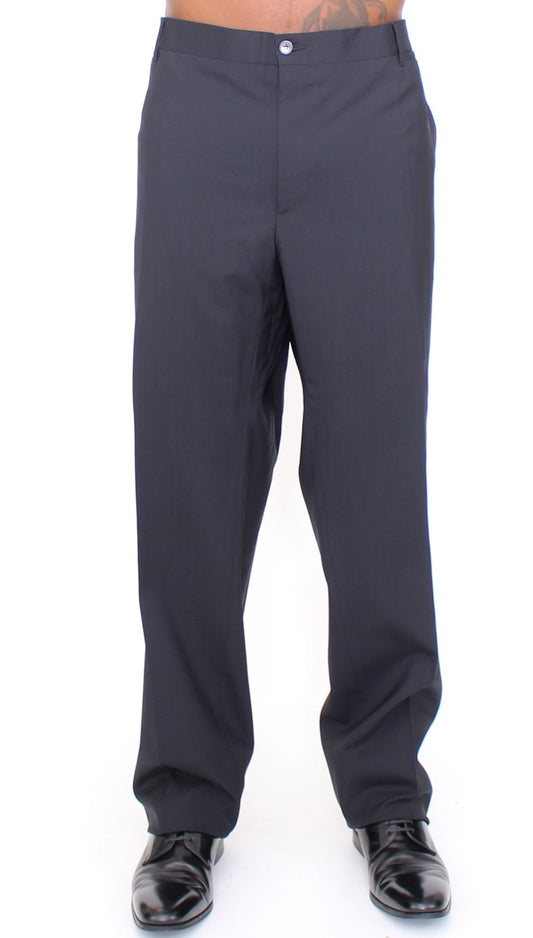 Pantalones elegantes de lana negra plisada de Dolce &amp; Gabbana