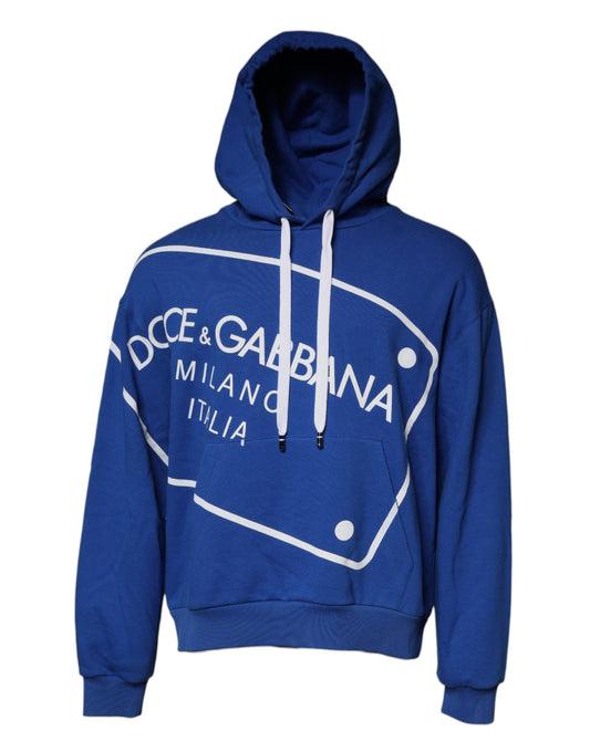 Felpa con cappuccio e stampa logo blu Dolce &amp; Gabbana
