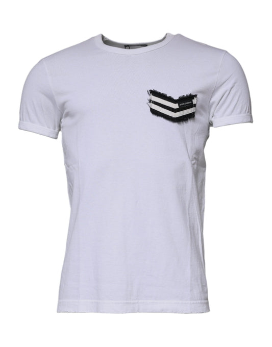 T-shirt a maniche corte con scollo a giro a righe bianche Dolce &amp; Gabbana
