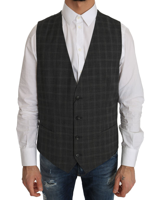 Elegante gilet in lana a quadri Dolce &amp; Gabbana per l'uomo urbano