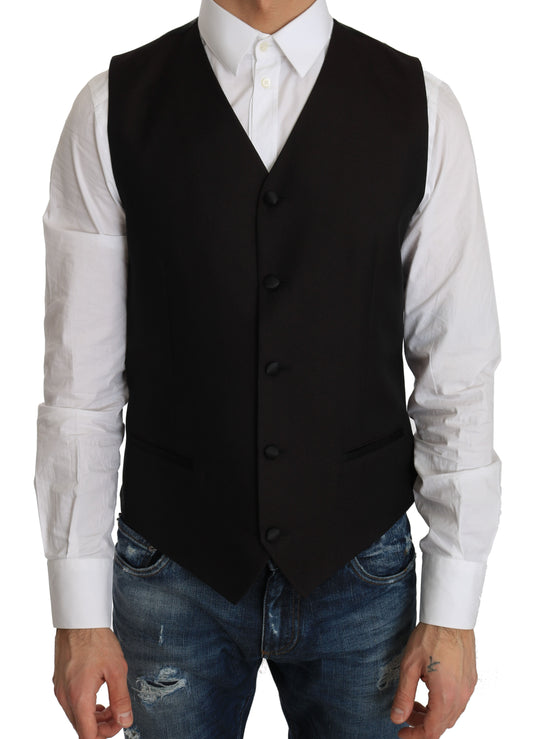 Gilet elegante in misto seta nera Dolce &amp; Gabbana