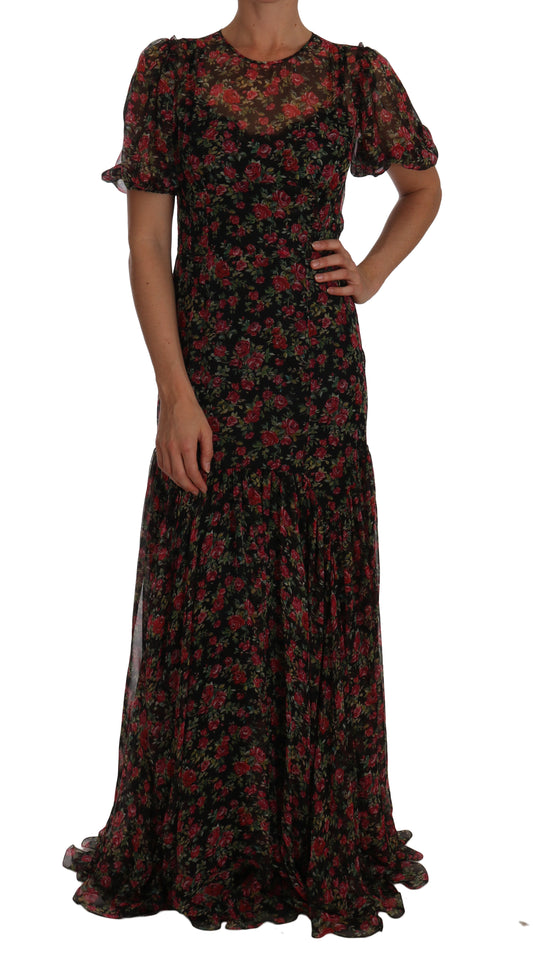 Vestido elegante de seda con estampado floral de Dolce &amp; Gabbana