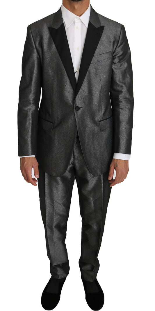 Dolce &amp; Gabbana Elegante abito Martini grigio a fantasia