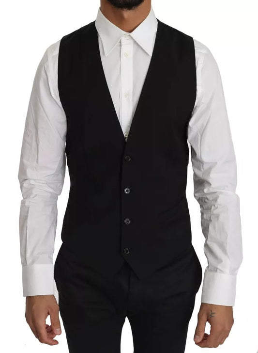 Gilet Dolce &amp; Gabbana in lana nera con logo