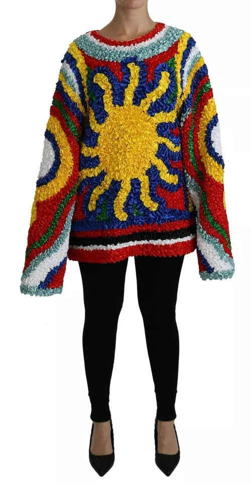 Dolce &amp; Gabbana - Maglione con volant multicolore a forma di sole