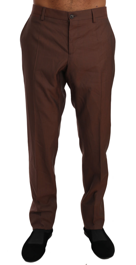 Pantaloni eleganti in lana e seta color marrone Dolce &amp; Gabbana