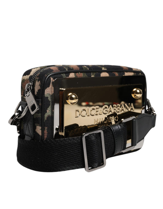 Bolso bandolera Dolce &amp; Gabbana con estampado de leopardo en jacquard multicolor y logotipo DG