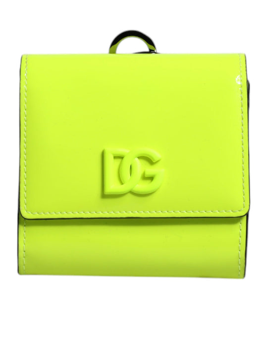 Portafoglio porta carte Dolce &amp; Gabbana con logo DG giallo e verde e tracolla