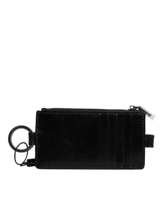 Cartera con tarjetero y logotipo de Dolce &amp; Gabbana en piel de caballo negro con cordón