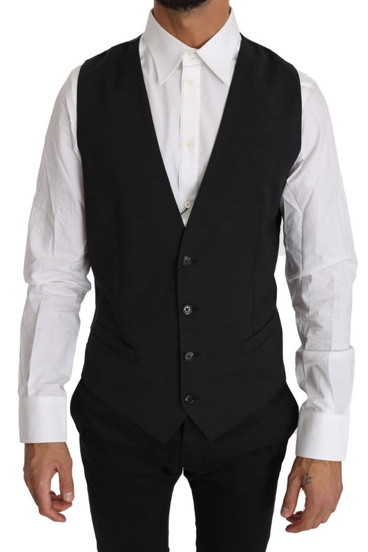 Gilet elegante in lana grigia slim fit Dolce &amp; Gabbana
