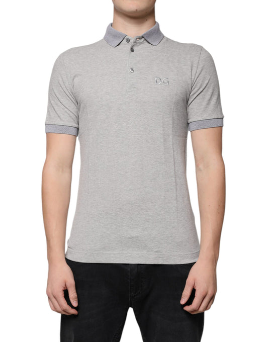 Dolce &amp; Gabbana Polo da uomo a maniche corte con colletto grigio