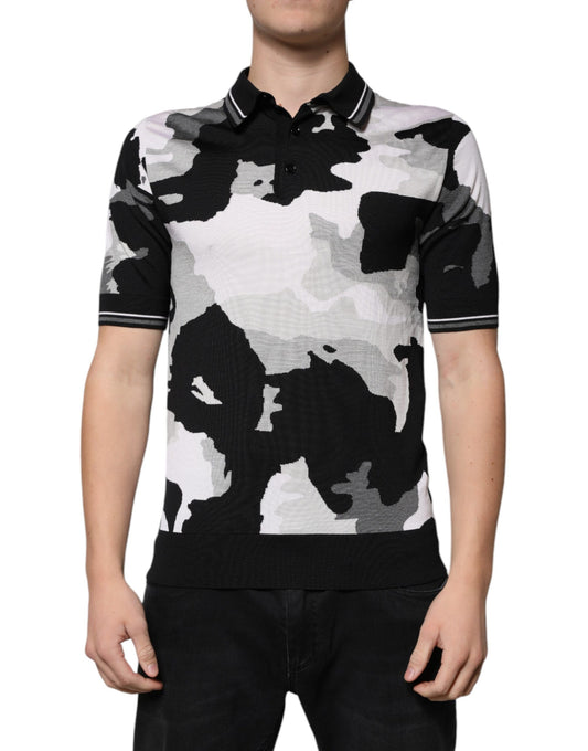 T-shirt polo con colletto mimetico multicolore Dolce &amp; Gabbana