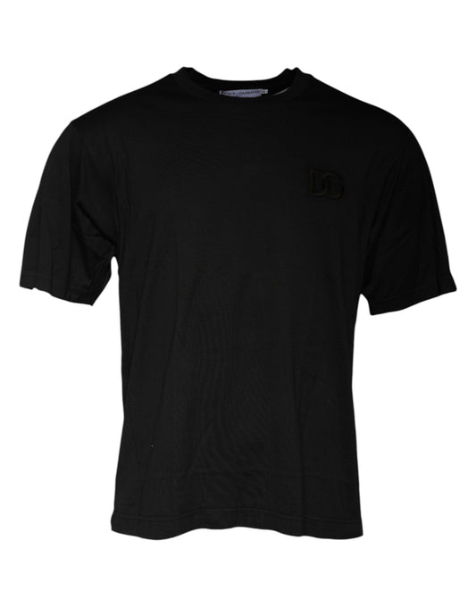 T-shirt a maniche corte con scollo rotondo in cotone nero Dolce &amp; Gabbana