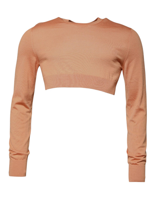 Dolce &amp; Gabbana Maglione corto girocollo in lana beige