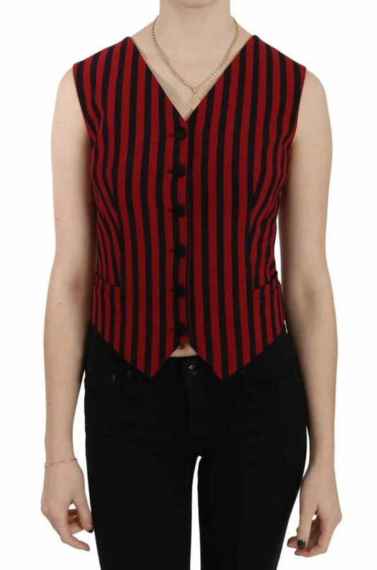 Dolce &amp; Gabbana Gilet a righe rosse e nere, camicetta e top