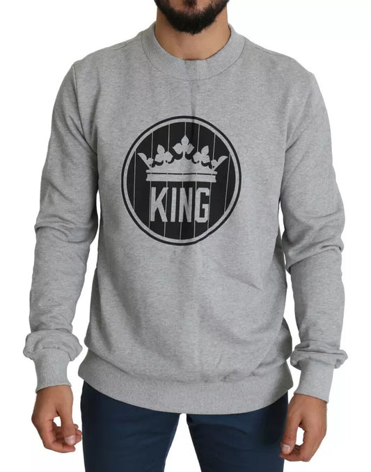Dolce &amp; Gabbana Maglione in cotone con stampa Gray Crown King