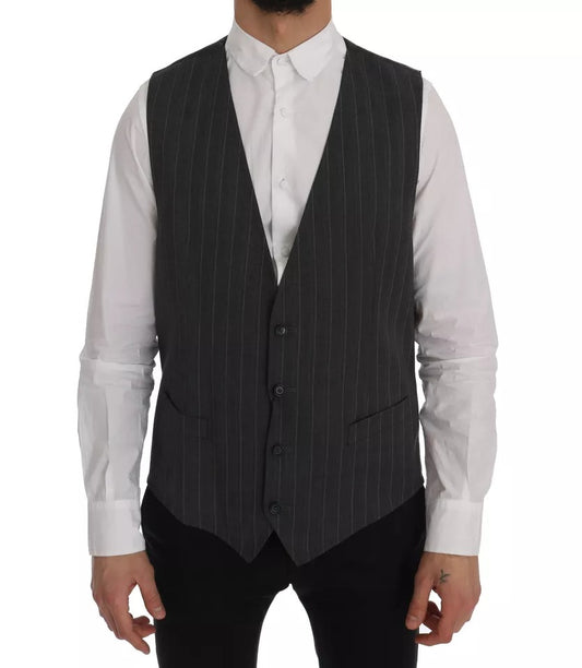 Gilet gilet elasticizzato in lana grigia Dolce &amp; Gabbana