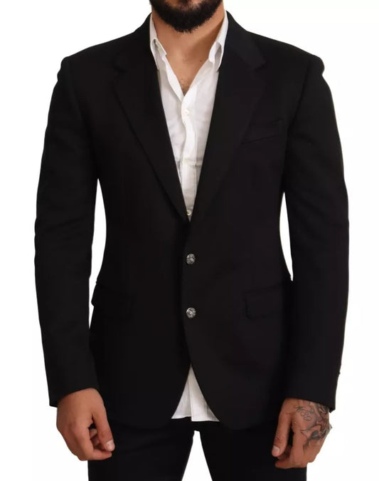 Chaqueta blazer de corte entallado de algodón negro de Dolce &amp; Gabbana
