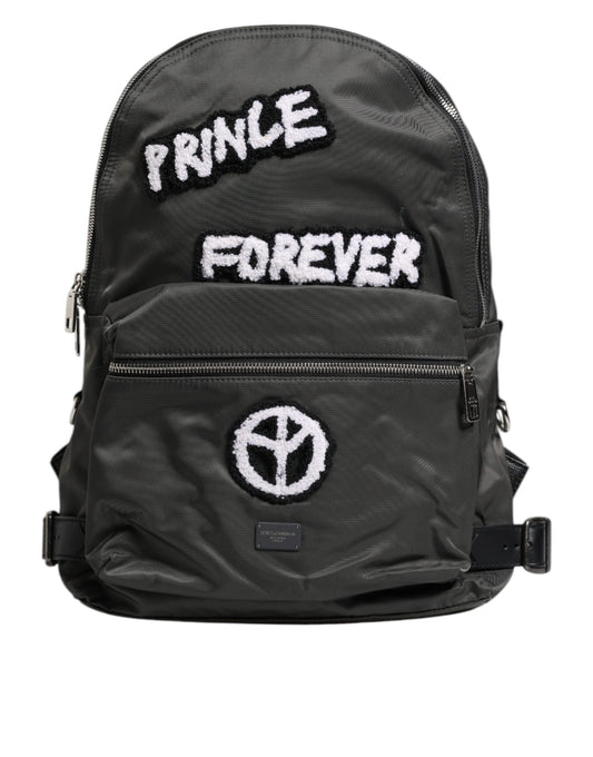 Zaino da viaggio scolastico Prince Forever in nylon grigio Dolce &amp; Gabbana