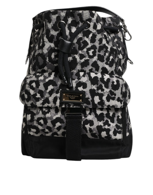 Dolce &amp; Gabbana Bolso bandolera estilo hobo en jacquard con leopardo multicolor