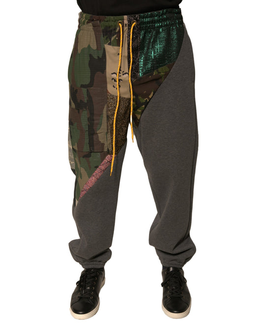 Pantalones deportivos Dolce &amp; Gabbana de algodón con patchwork multicolor