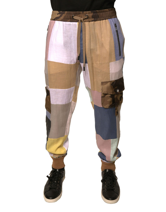 Pantaloni della tuta Jogger patchwork multicolor Dolce &amp; Gabbana