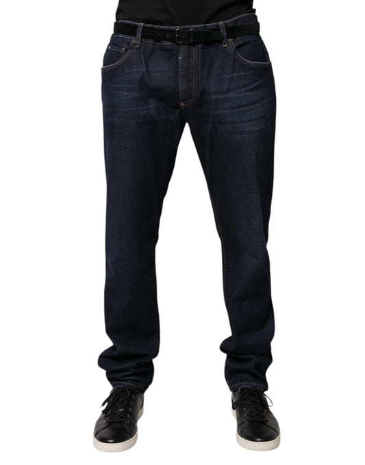 Jeans aderenti in denim di cotone blu scuro Dolce &amp; Gabbana