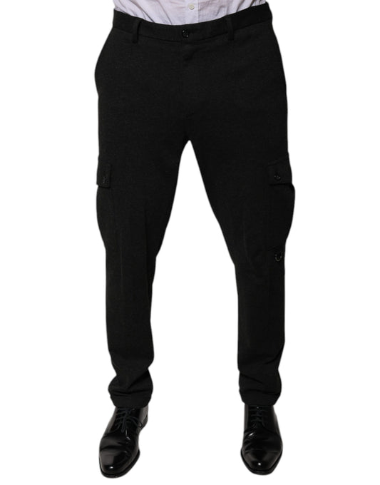 Pantalones casuales cargo de viscosa negra Dolce &amp; Gabbana para hombre