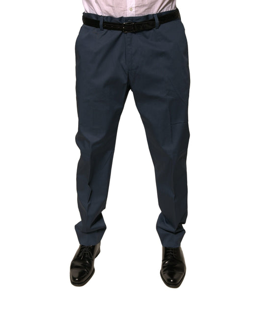 Pantaloni da uomo eleganti in cotone elasticizzato blu scuro Dolce &amp; Gabbana