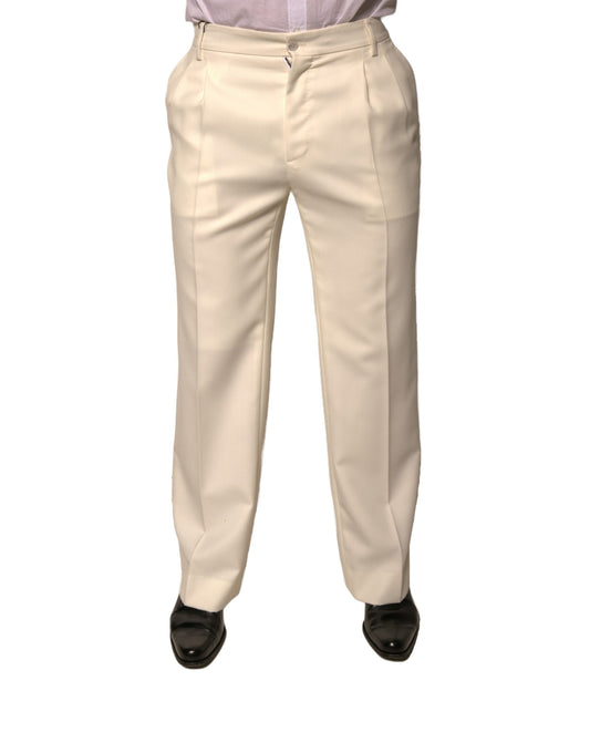 Pantalones de vestir rectos en blanco roto de Dolce &amp; Gabbana