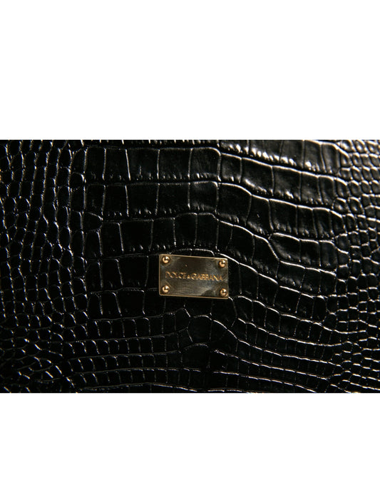 Estuche elegante de cuero negro con placa de logotipo para catálogo de Dolce &amp; Gabbana