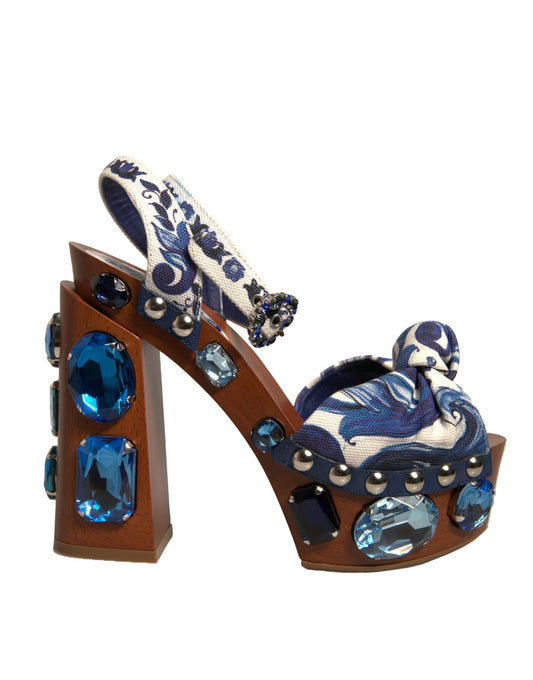 Sandali con zeppa decorati in maiolica multicolore Dolce &amp; Gabbana