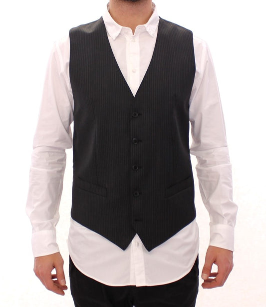 Dolce &amp; Gabbana Elegante Gilet a Righe Grigie