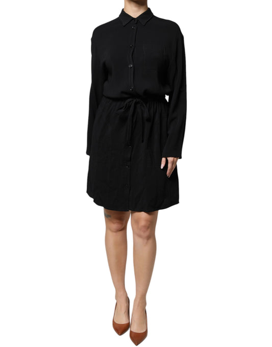 Vestido mini de viscosa negra de manga larga y corte A de Emporio Armani